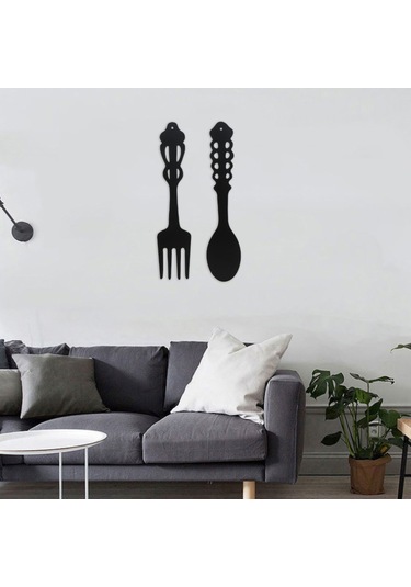 Hombey Kalıcı Siyah Demir Fork Ve Kaşık Seti, Rustik Ev Dekoru, Kolay Asma, Her Mekana Konfor Katıyor 2 Adet