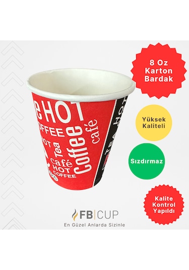Fb Cup 8 Oz Karton Bardak 1.000 Adet Sızdırmaz