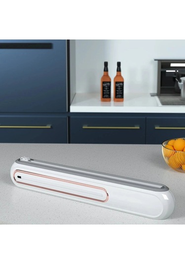 Shopytech Mıknatıslı Streç Film Folyo Yağlı Kağıt Dispenseri Çift Yönlü Bıçaklı 30 Cm Rulo Kesici Beyaz