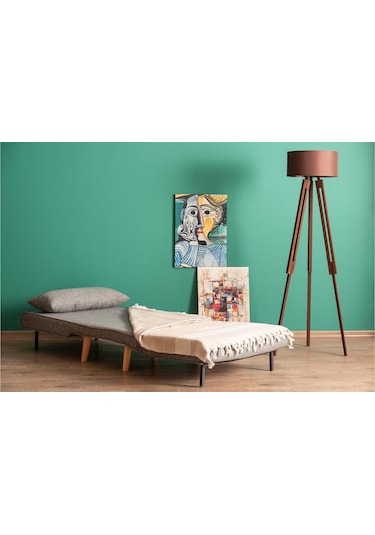 Folde 80 Tekli Yataklı Katlanır Koltuk Keten Açık Gri Açık Gri