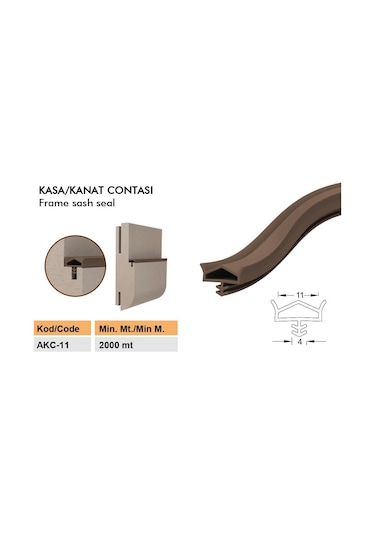 Contacall Ahşap Kapı Fitili Ahşap Kapı Contası Kahverengi 25 Metre Ortadan Tırnaklı Akc-11