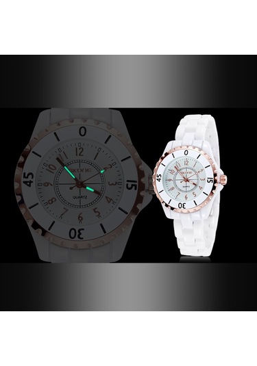 Kangvka Skone Kadınlar İçin Seramik Kordonlu Zamanlayıcı Kol Saati - Gülaltı Altın Beyaz Gösterge, Şık Ve Dayanıklı, Günlük Kullanım, Analog, Klasik Tasarım 5002 Gold