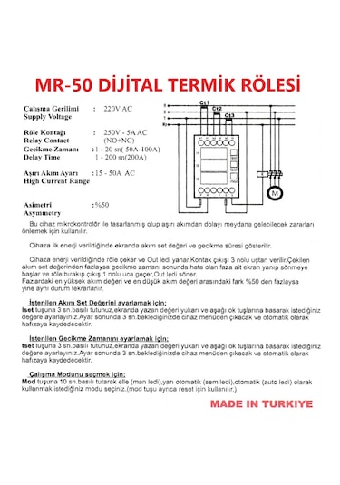 Metess - Mr-50 Dijital Termik Rölesi