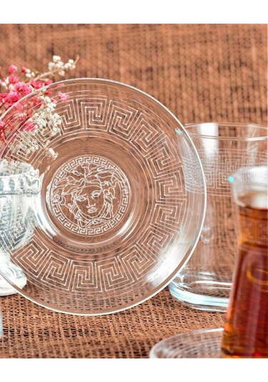 12 Parça Çay Seti - Paşabahçe Heybeli Antik Desen Şeffaf