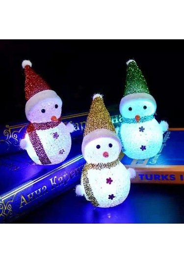 Renk Değiştiren Pilli. Led Kardan Adam - 15Cm X 6Cm