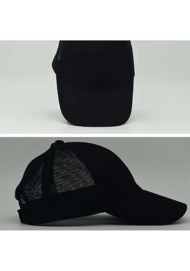 Unisex Ayarlanabilir Siyah Fileli Spor Basic Şapka Siyah