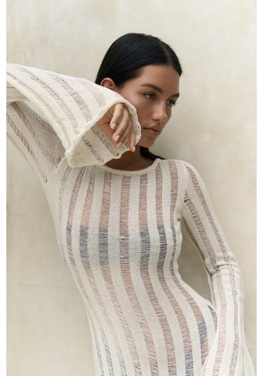 Railay Bej Uzun Triko Elbise Bej