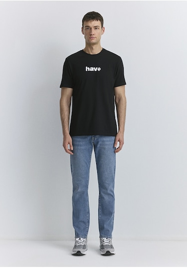 Mavi - Hav Baskılı Siyah Tişört 0612759-900 Siyah