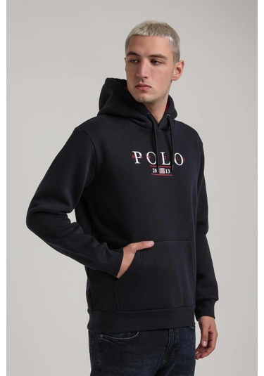 Kapüşonlu Lacivert Slim Fit Full-zip Sweatshirt 24fwm64073 Lacivert