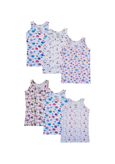 Tutku 6Lı Kız Çocuk Geniş Askılı Atlet Empirme Pamuklu Renkli