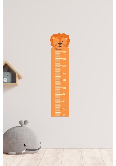 Sevimli Hayvan Aslan Tasarımlı Boy Ölçer Sticker
