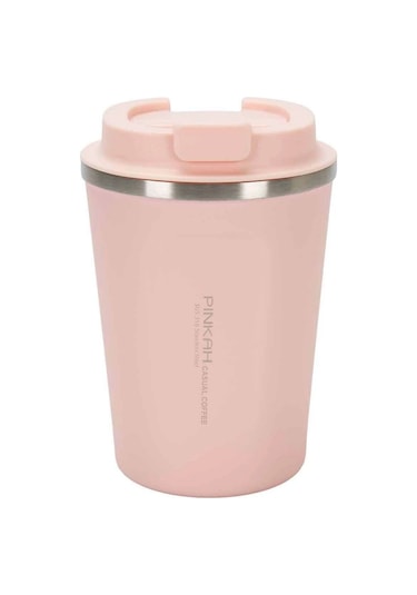 Paslanmaz Çelik Kahve Termos Bardağı 380 Ml Pembe