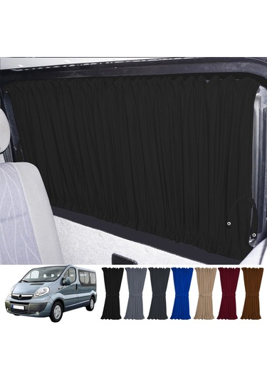 Pandami Opel Vivaro A 2001-2014 Uyumlu Siyah Raylı Oto Perde Takımı