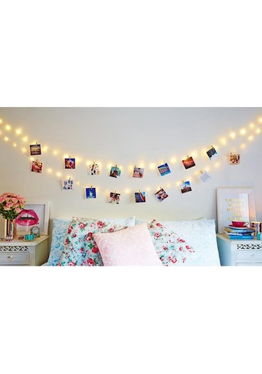 Peri Led Işık 5 Metre Sarı Pilli + 25 Adet Küçük Mandal