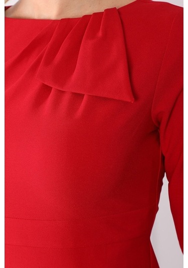 E.T.'S Element'S Yaka Detaylı Klasik Elbise Kırmızı