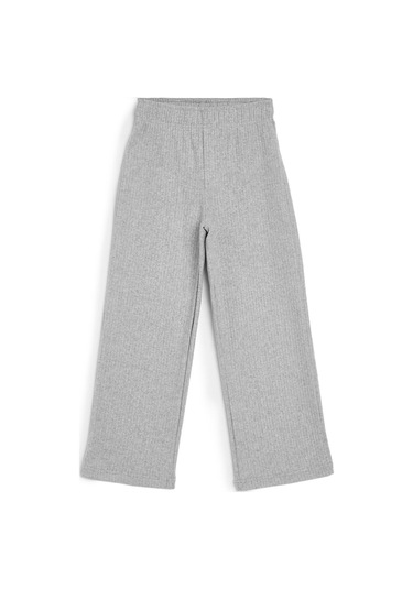 Beli Lastikli Gri Kız Çocuk Eşofman Altı - Rahat Geniş Paça Kalın Kumaş 7-8-9-10-11-12-13-14 Yaş. Gri