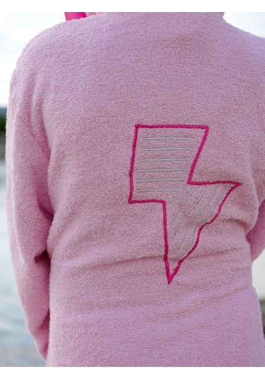 Formeya Kapşonlu Çocuk Bornoz %100 Pamuk Su Emici Pembe Hero Pembe