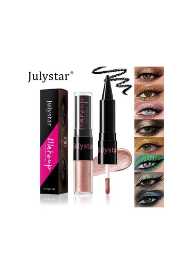 Dumanlı Sedefli Yeşil Likit Göz Farı 2'si 1 Arada Glitter Metalik Göz Farı 02 4.2g 01