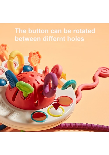 Hallow Bebek Montessori Oyuncakları İçin Çekme İpli Oyuncak Kırmızı