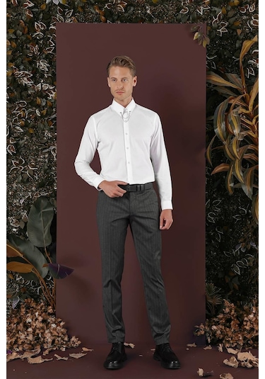 P 1134 Slim Fit Füme Spor Pantolon Füme