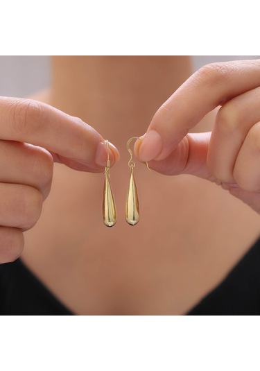 925 Ayar Gümüş Sallantılı Damla Küpe Altın