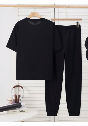 Çocuk Dinazor Baskılı Eşofman Takımı Siyah