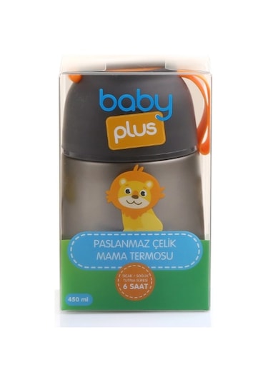 Baby Plus Vakumlu Çift Taraflı Mama Termosu 450 ML - Gri