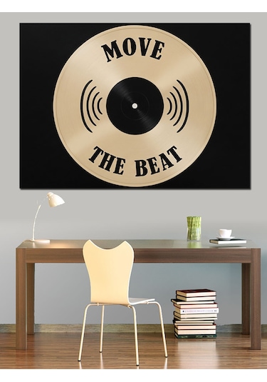 Vinil Plak "move The Beat" Dekoratif Kanvas - Mdf Ahşap Tablo