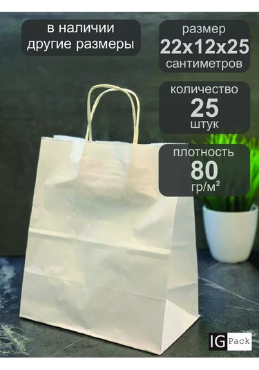 Ig Pack Kademeli Kulplu Kraft Kağıt Çanta 22x12x25 Cm 25 Adet 177324235