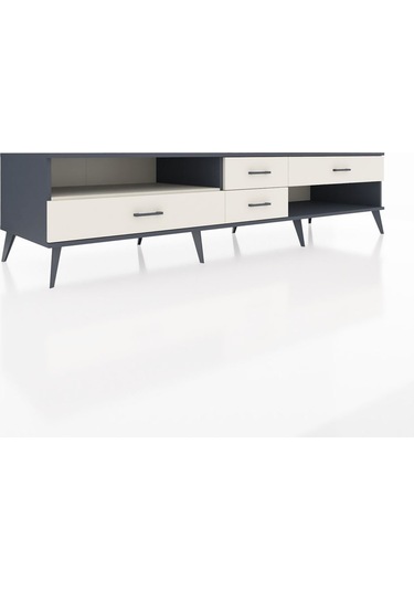Kronos Tv Ünitesi Tek Raflı 4 Çekmeceli 220x59x51 Antrasit-aytaşı Aytası/aytası - Antrasıt