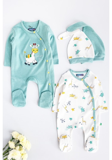 Babymod Zürafa Figürlü Uzun Kollu İkili Bebek Tulum 001