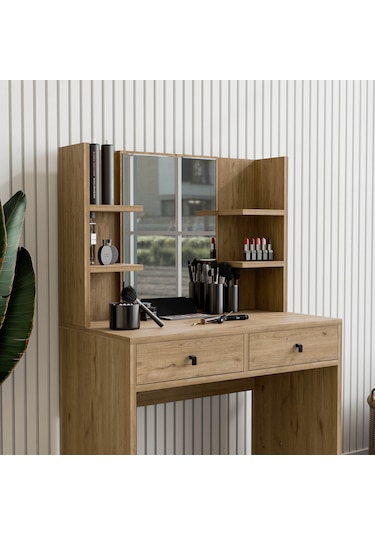 2212 Shıny Aynalı 2 Çekmeceli 80 Cm Makyaj Masası Sepet