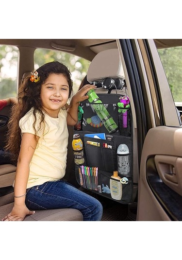 Geeksen "2'li Set Uleeka Araç Koltuğu Düzenleyici - 10" Tablet Cebi, 9 Cep, Su Geçirmez, Seyahat Ve Çocuklar İçin" Çok Renkli