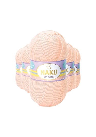 5 Adet Elite Baby El Örgü İpi Tüylenmeyen Bebek Yünü Soft Şeftali