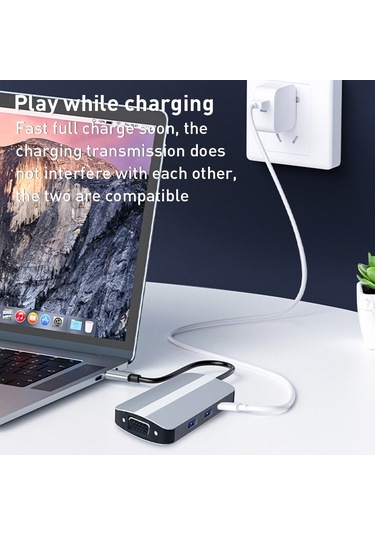 Byl-2106 7'si 1 Arada Usb-c / Type-c - Usb Yerleştirme İstasyonu Hub Adaptörü Gümüş