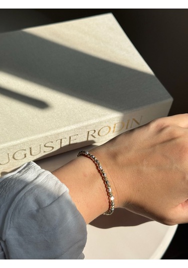 Çift Renk Dorika Kadın Çelik Bileklik Altın & Gümüş Parlak Tasarım Altın