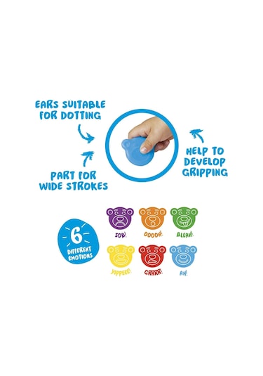 Carioca Jumbo Bebek Süper Yıkanabilir Keçeli Boya Kalemi ve Teddy Baby Crayons 6 Lı +1 Yaş Boya