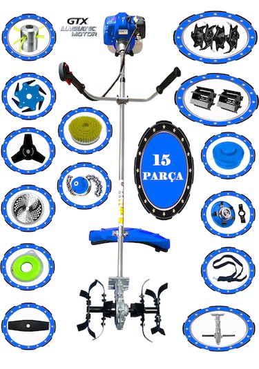 Eisenn German Forstpro-15 F830 Yan Tip Tırpan + Akrobat Çapalama + Toprak Eşeleme 15 Parça Full Set