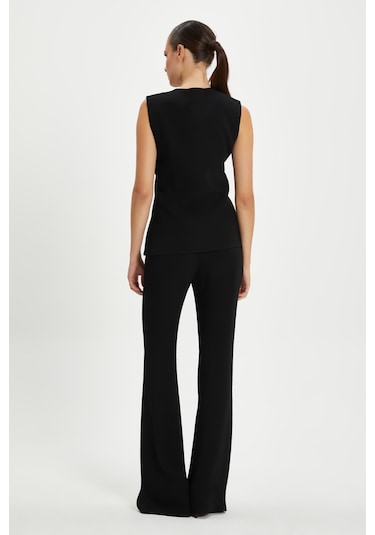Serpil Exclusive Kadın Minimalist Kolsuz Yelek - Siyah