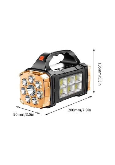Wezone Güneş Enerjili Taşınabilir Dışarıda Kullanım Led Işık: Kırmızı-mavi Flaş, Cob Yan Işığı, Acil El Feneri Ve Arama Işığı Çok Renkli