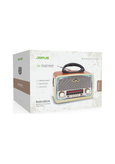 Jopus Retrobox Bluetooth Radyolu Bluetooth Hoparlör