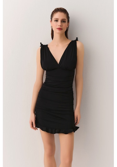 Suwen Drapeli Etekli Toparlayıcı Mayo Sbn25770012 Siyah