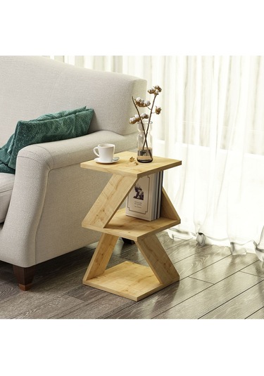 Albeni Yan Sehpa Ahşap Siyah - Safir Meşe Safir Meşe