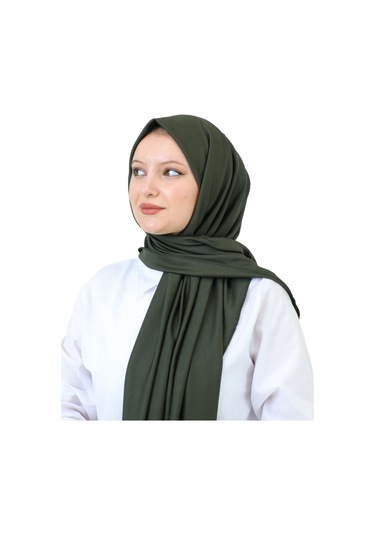Şal Zarif Başörtüsü Eşarp Tesettür Giyim Uzun Abiyelik Haki
