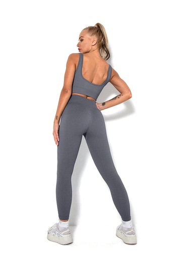 Yunboo Kadınlar İçin Nefes Alabilen Esnek Yoga Takımı - Sporcu Sütyen Ve Tayt Seti Gri