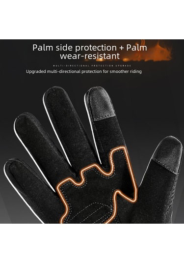 Tenfowee Kışlık Motosiklet Eldiveni: Su Geçirmez, Rüzgar Koruyucu, Uzun Boy, Dokunmatik Ekran Uyumlu, Siyah L