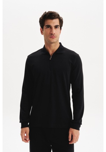 Arma Erkek Basic Slim Fit Fermuarlı Polo Yaka Sweatshirt İnce Modal Pamuk Elastan Karışımlı Örme İnterlok Kumaş K30554989002 Siyah Arma Erkek Basic Slim Fit Fermuarlı Polo Yaka Sweatshirt İnce Modal Pamuk Elastan Karışımlı Örme İnterlok Kumaş K30554989002 Siyah