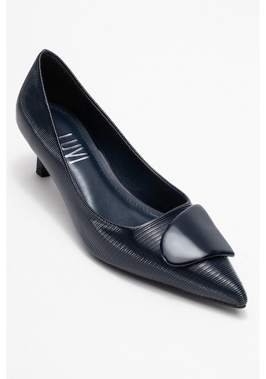 Brıana Lacivert Çizgili Tokalı Kadın Topuklu Ayakkabı Lacivert