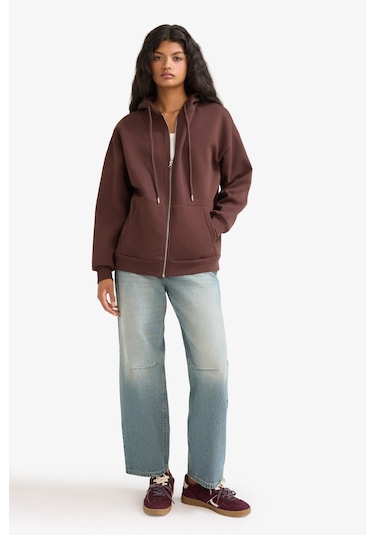 Defacto Oversize Geniş Kalıp Kapüşonlu Fermuarlı Sweatshirt V4233az25wnbn341 Kahve Defacto Oversize Geniş Kalıp Kapüşonlu Fermuarlı Sweatshirt V4233az25wnbn341 Kahve