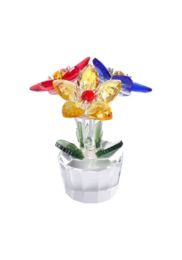 Şeffaf Taban Mini Cam Çiçek Heykeli Süsü Yapay Çiçek Figürin Yıl Dönümü Style 15